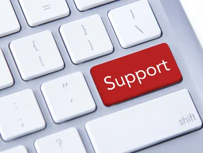 Support word in red keyboard button